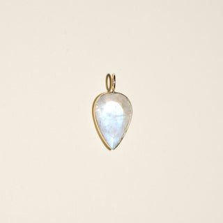 Iridescent Moonstone Teardrop Cut Charm in 14k Yellow Gold