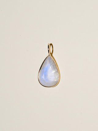 Moonshine Moonstone Teardrop Cut Charm in 14k Yellow Gold