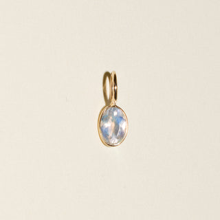 Iridescent Moonstone Cushion Cut Charm 2 in 14k Yellow Gold