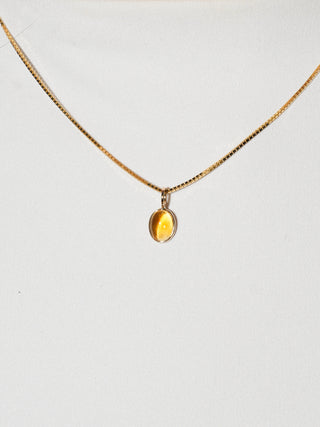 Solar Citrine Oval Cut Cabochon Charm in 14k Yellow Gold