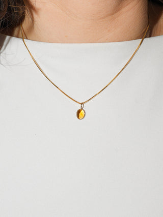 Solar Citrine Oval Cut Cabochon Charm in 14k Yellow Gold