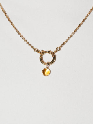 Mango Citrine Oval Cut Cabochon Charm in 14k Yellow Gold
