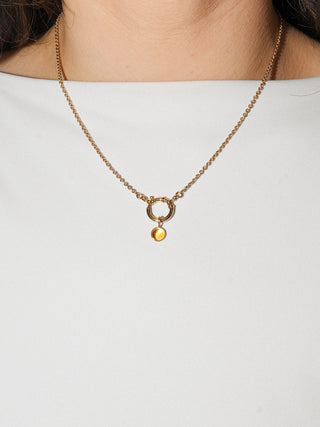 Mango Citrine Oval Cut Cabochon Charm in 14k Yellow Gold