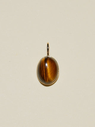 Safari Tigers Eye Oval Cabochon Charm in Yellow 14k Gold