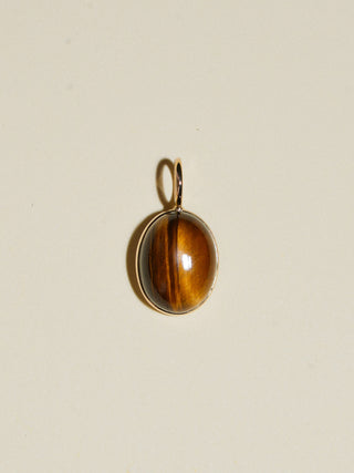 Safari Tigers Eye Oval Cabochon Charm in Yellow 14k Gold