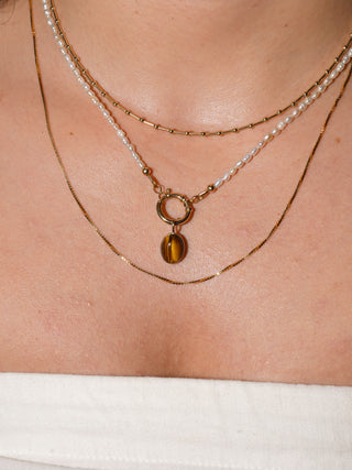 Safari Tigers Eye Oval Cabochon Charm in Yellow 14k Gold