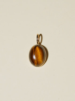 Safari Tigers Eye Oval Cabochon Charm in Yellow 14k Gold