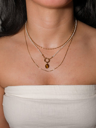 Safari Tigers Eye Oval Cabochon Charm in Yellow 14k Gold