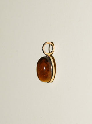 Safari Tigers Eye Oval Cabochon Charm in Yellow 14k Gold