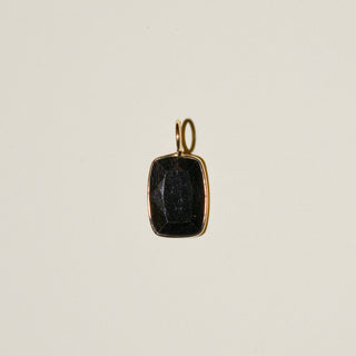 Jet Black Tourmaline Can Cut Charm in 14k Yellow Gold