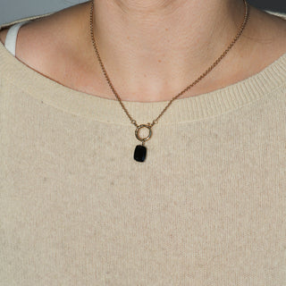 Jet Black Tourmaline Can Cut Charm in 14k Yellow Gold