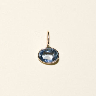 Serenity Blue Sapphire East West Oval Cut Charm in Yellow 14k Gold