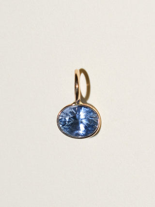 Heavenly Blue Sapphire East West Oval Cut Charm in Yellow 14k Gold