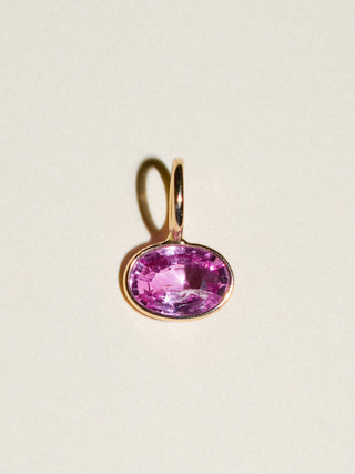 Sweets Pink Sapphire East West Oval Cut Charm in Yellow 14k Gold