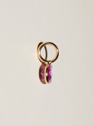 Sweets Pink Sapphire East West Oval Cut Charm in Yellow 14k Gold
