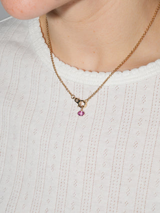 Sweets Pink Sapphire East West Oval Cut Charm in Yellow 14k Gold