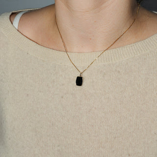 Caviar Black Tourmaline Can Cut Charm in 14k Yellow Gold