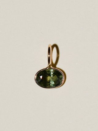 Willow Green Sapphire East West Oval Cut Charm in Yellow 14k Gold
