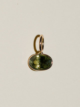 Willow Green Sapphire East West Oval Cut Charm in Yellow 14k Gold