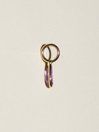 Tenderness Pink Sapphire Teardrop Cut Charm in Yellow 14k Gold