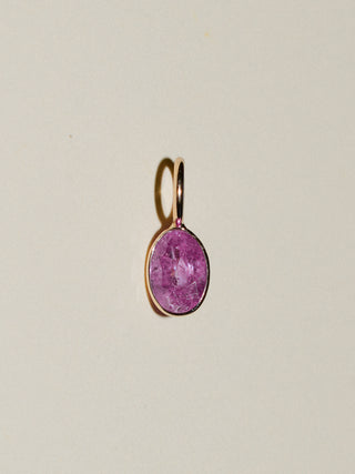 Opera Pink Sapphire Oval Cut Charm in Yellow 14k Gold