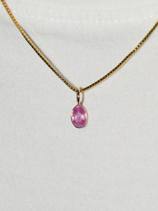 Opera Pink Sapphire Oval Cut Charm in Yellow 14k Gold