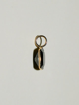 Inky Black Tourmaline Cushion Cut Charm in Yellow 14k Gold