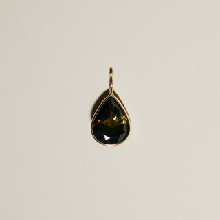 Rosin Tourmaline Pear Cut Charm in 14k Yellow Gold