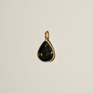 Rosin Tourmaline Pear Cut Charm in 14k Yellow Gold