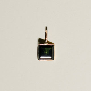 Mountain View Tourmaline Square Cut Charm in 14k Yellow Gold