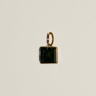 Mountain View Tourmaline Square Cut Charm in 14k Yellow Gold
