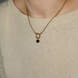 Mountain View Tourmaline Square Cut Charm in 14k Yellow Gold