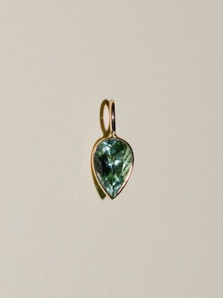Fairy Wing Tourmaline Inverted Pear Cut Charm in Yellow 14k Gold