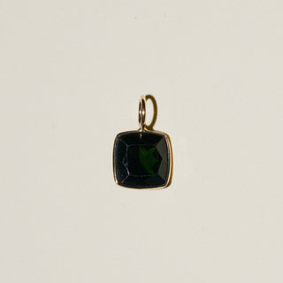 Beauty Black Tourmaline Cushion Cut Charm in 14k Yellow Gold