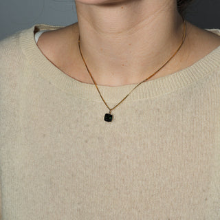 Beauty Black Tourmaline Cushion Cut Charm in 14k Yellow Gold