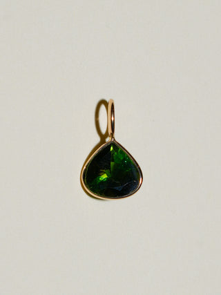 Monstera Green Tourmaline Pear Cut Charm in Yellow 14k Gold