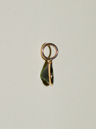 Monstera Green Tourmaline Pear Cut Charm in Yellow 14k Gold