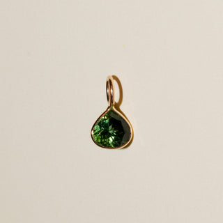 Eden Green Tourmaline Pear Cut Charm in Yellow 14k Gold