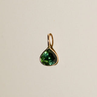 Eden Green Tourmaline Pear Cut Charm in Yellow 14k Gold