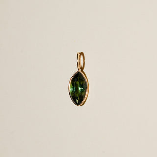 Sycamore Green Tourmaline Marquise Cut Charm in Yellow 14k Gold