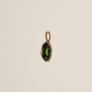 Sycamore Green Tourmaline Marquise Cut Charm in Yellow 14k Gold