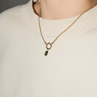 Sycamore Green Tourmaline Marquise Cut Charm in Yellow 14k Gold