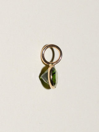 Dark Green Tourmaline East West Oval Cut Charm in Yellow 14k Gold