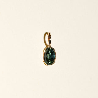Fir Green Sapphire Oval Cut Charm in Yellow 14k Gold