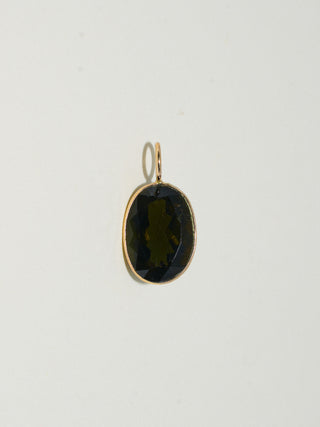Kitty Pretty Black Tourmaline Oval Cut Charm in Yellow 14k Gold