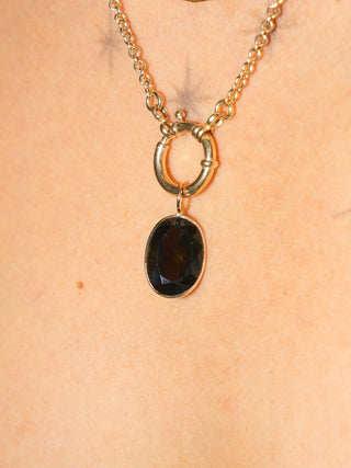 Kitty Pretty Black Tourmaline Oval Cut Charm in Yellow 14k Gold