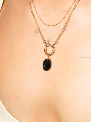 Kitty Pretty Black Tourmaline Oval Cut Charm in Yellow 14k Gold