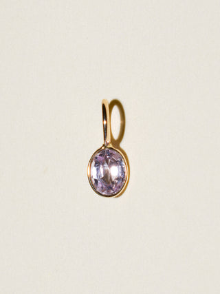 Tulips Pink Sapphire Oval Cut Charm in Yellow 14k Gold