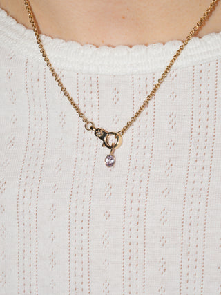 Tulips Pink Sapphire Oval Cut Charm in Yellow 14k Gold