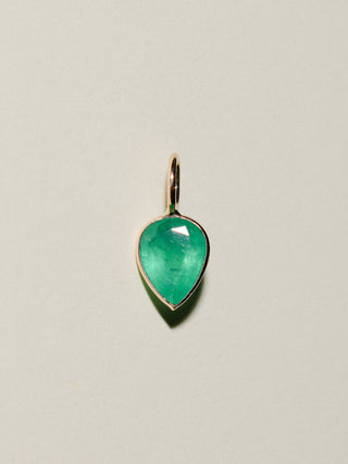 Holly Green Emerald Inverted Pear Cut Charm in 14k Yellow Gold